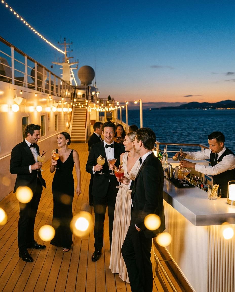 Cocktail Party setup aboard Calma